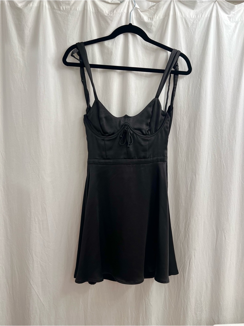 For Love & Lemons Black Mini Slip Dress with Bust Tie